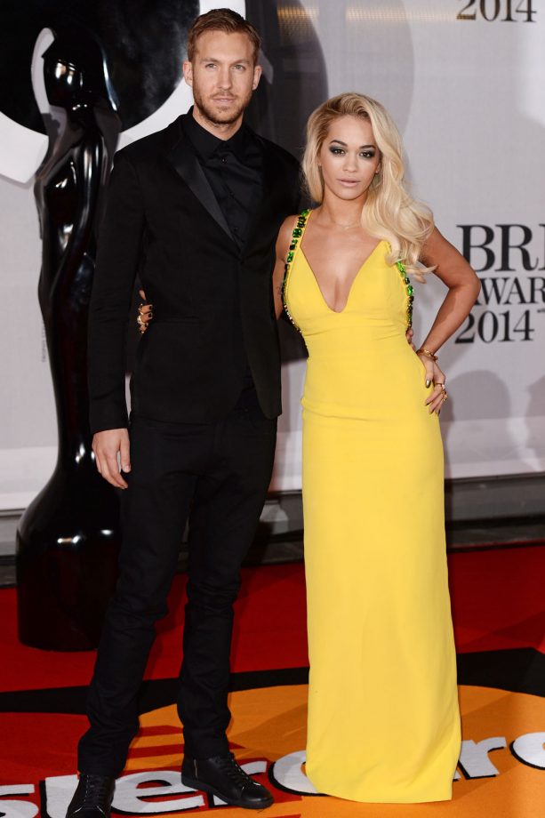 Rita Ora And Calvin Harris At The Brit Awards In London, 2014