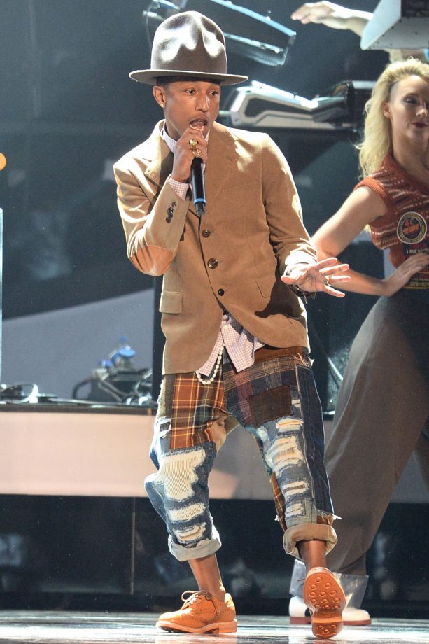 Pharrell Williams At The Brit Awards In London, 2014