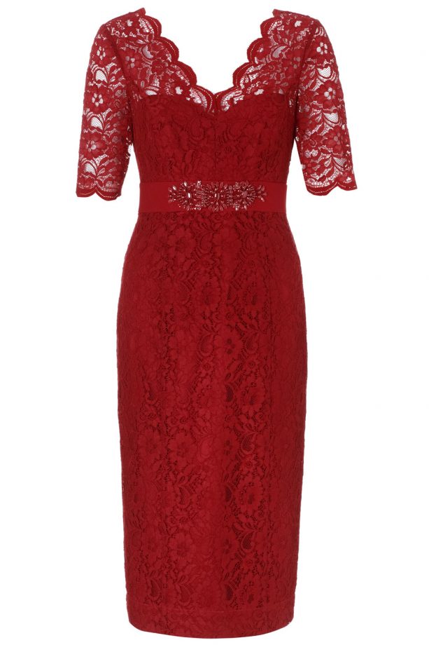 Monsoon Layla Lace Sleeved Embellished Dress, £119