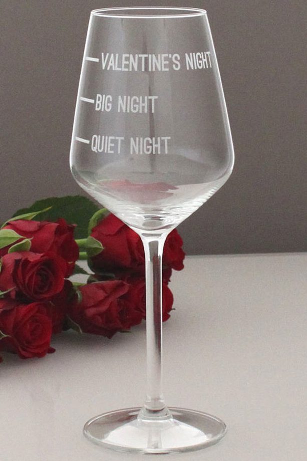 Not On The High Street Valentines Night Wine Glass, £22