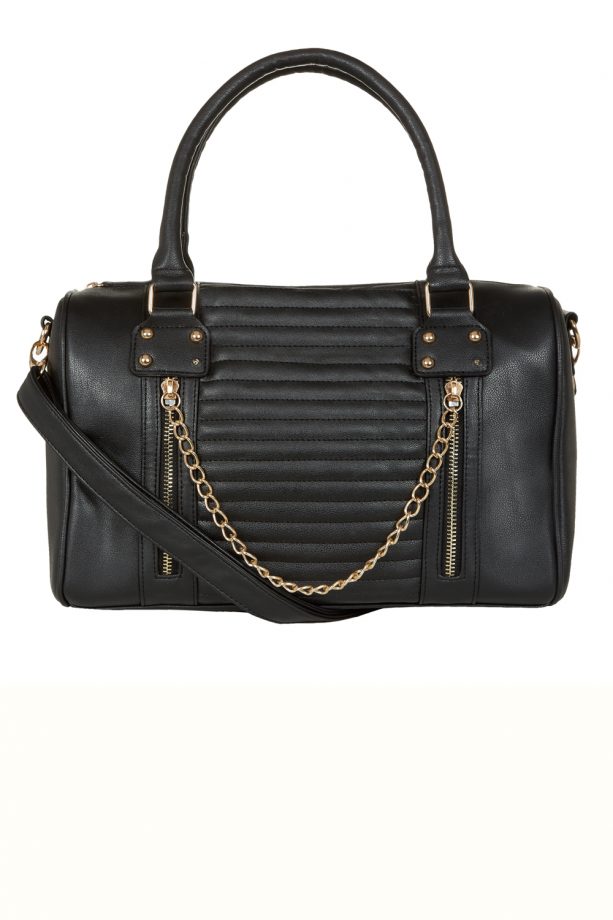 Primark Black Quilted Chain Barrell Bag, £9