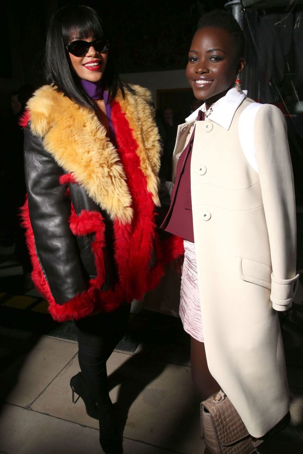 Rihanna And Lupita Nyong'o At Paris Fashion Week AW14, 2014