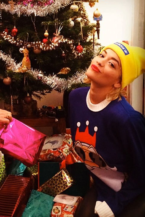 Rita Ora Gets Festive In A Christmas Knit, 2013