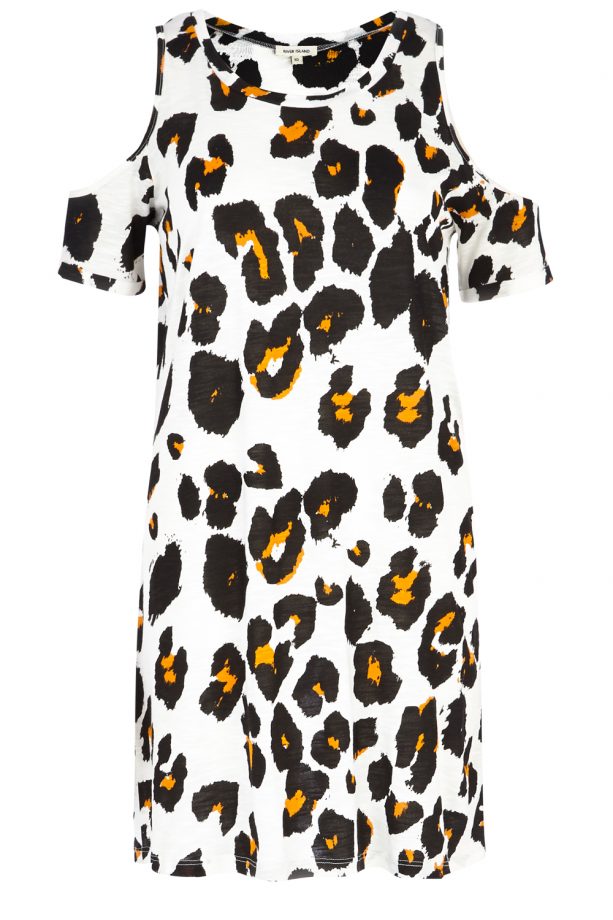 River Island Brown Animal Cold Shoulder Dress, £22