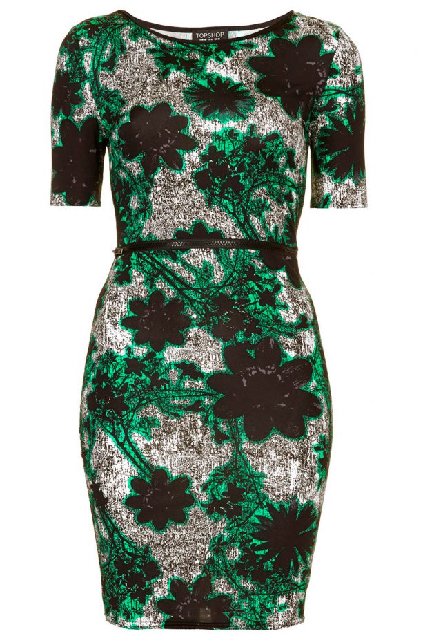 Topshop Flower Zip Bodycon Dress, £36