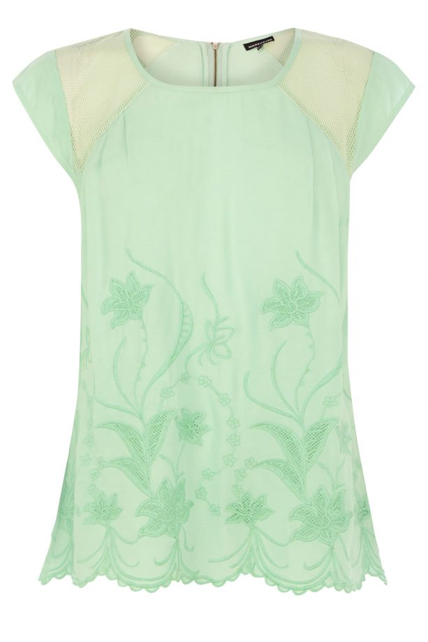 Warehouse SS14 Preview: Mint Green Embroidered T-Shirt