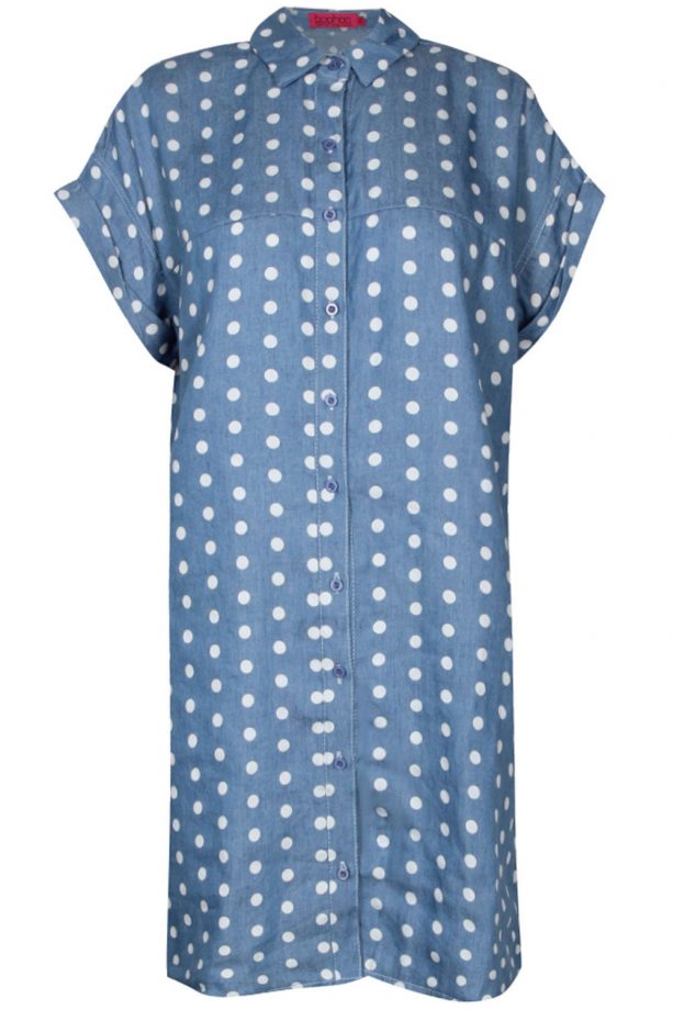 Boohoo Denim Spot Back Oversized Shirt Dress, £15