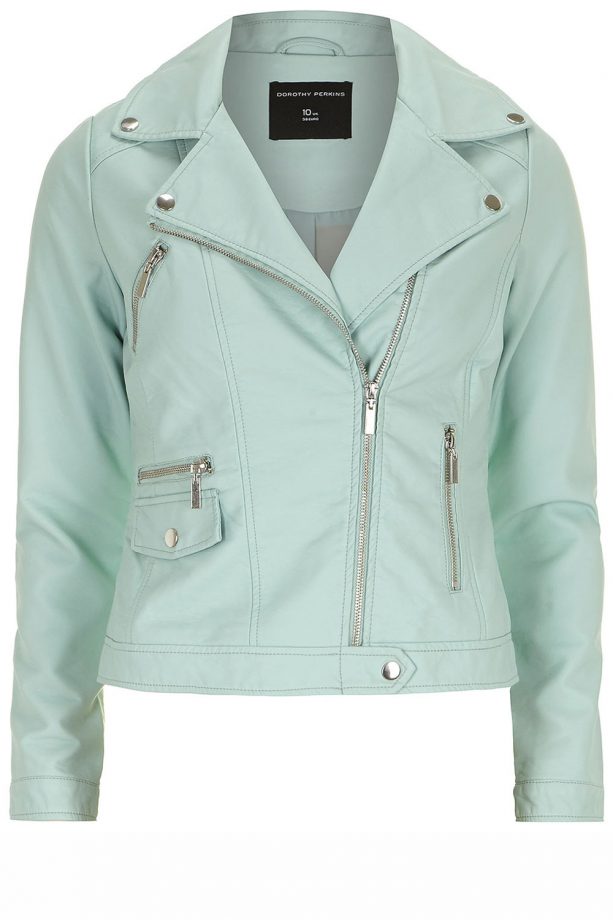 Dorothy Perkins Mint Leather-Look Biker Jacket, £49