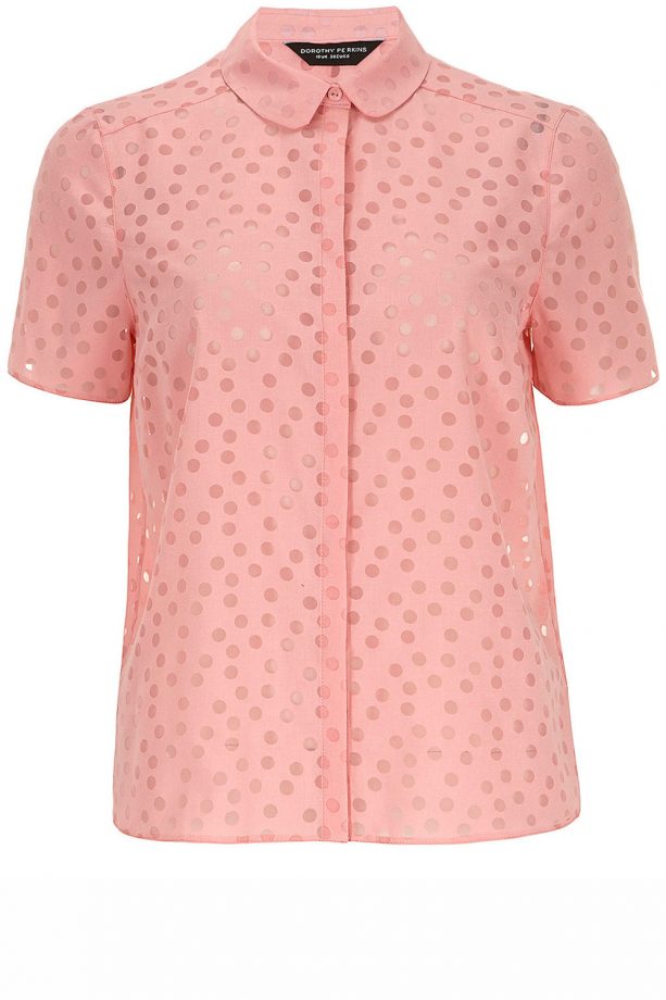 Dorothy Perkins Pink Cotton Spot Burnout Shirt, £22