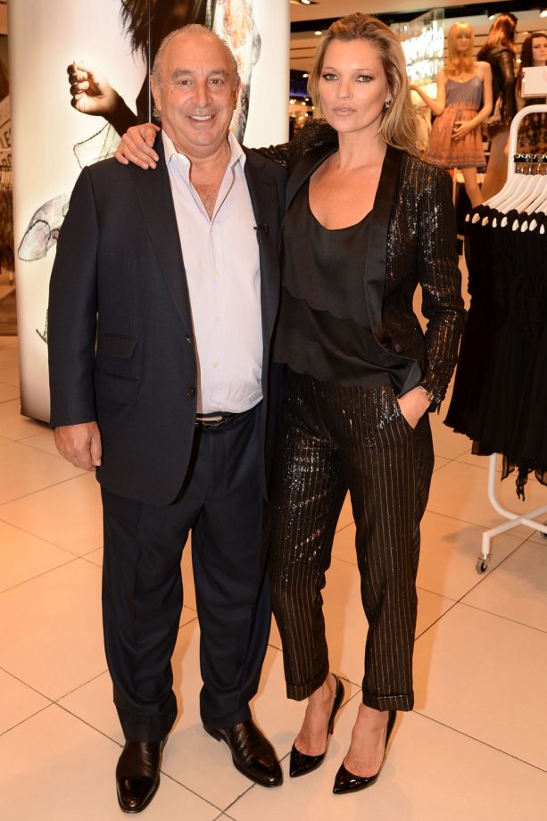 Kate Moss And Philip Green Pose Together At The Kate Moss Topshop X Launch Party, 2014