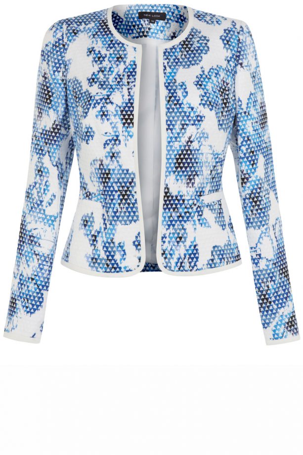 New Look Blue Floral Print Pixelated Blazer, £29.99
