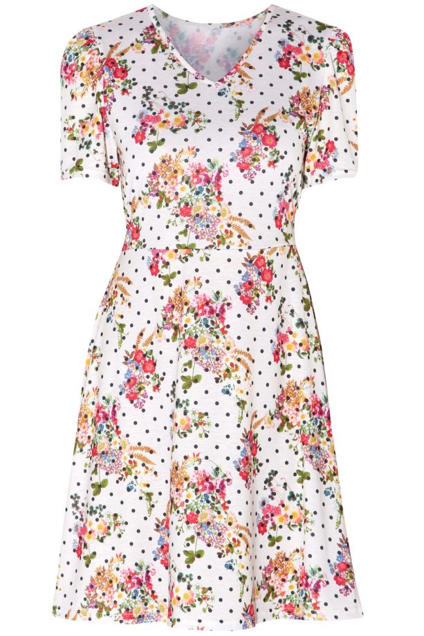 New Look Polka Dot Floral Print Tea Dress, £17.99