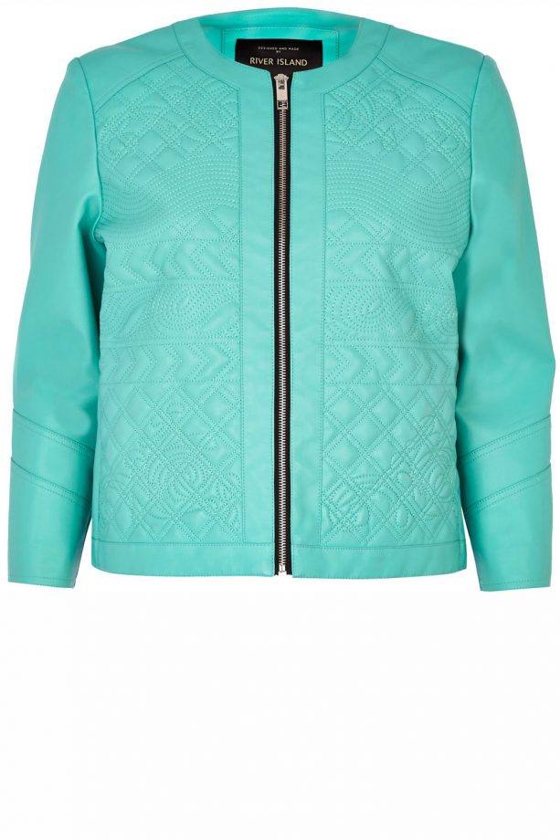 River Island Aqua Embossed Leather-Look Jacket, £60