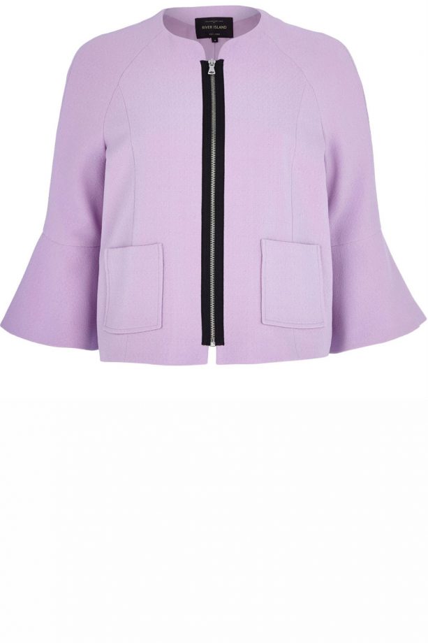 River Island Lilac Bell Sleeve Cropped Jacket, £50