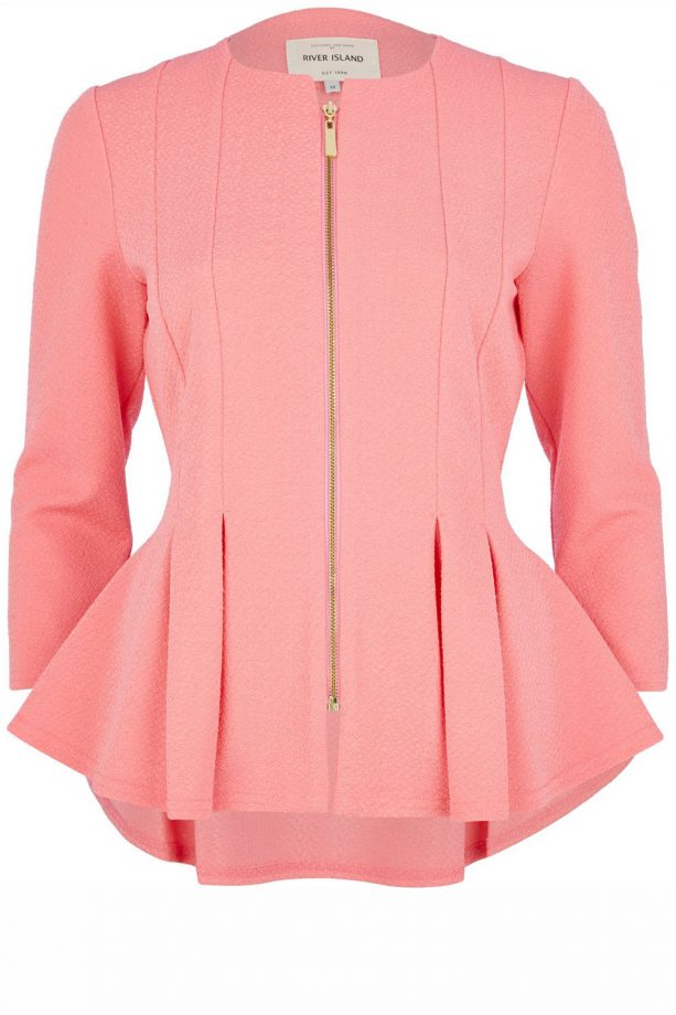 River Island Pink Textured Jersey Peplum Jacket, £40