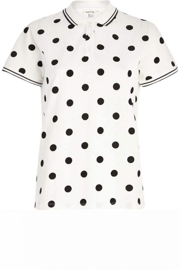 River Island White Polka Dot Print Polo Shirt, £20