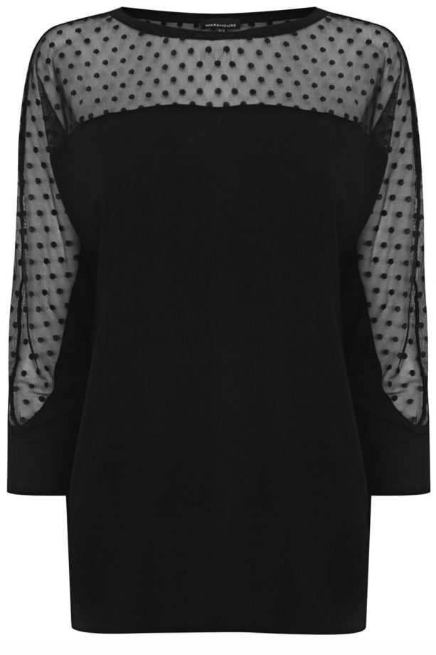 Warehouse Spot Mesh Sleeve Top, £28