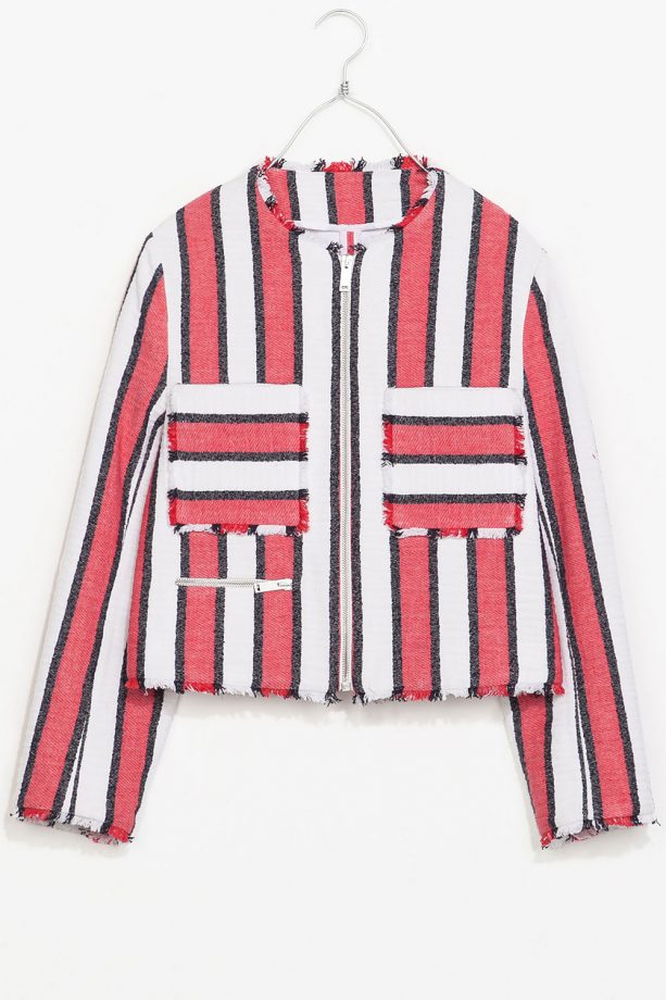 Zara Frayed Striped Jacket, £59.99