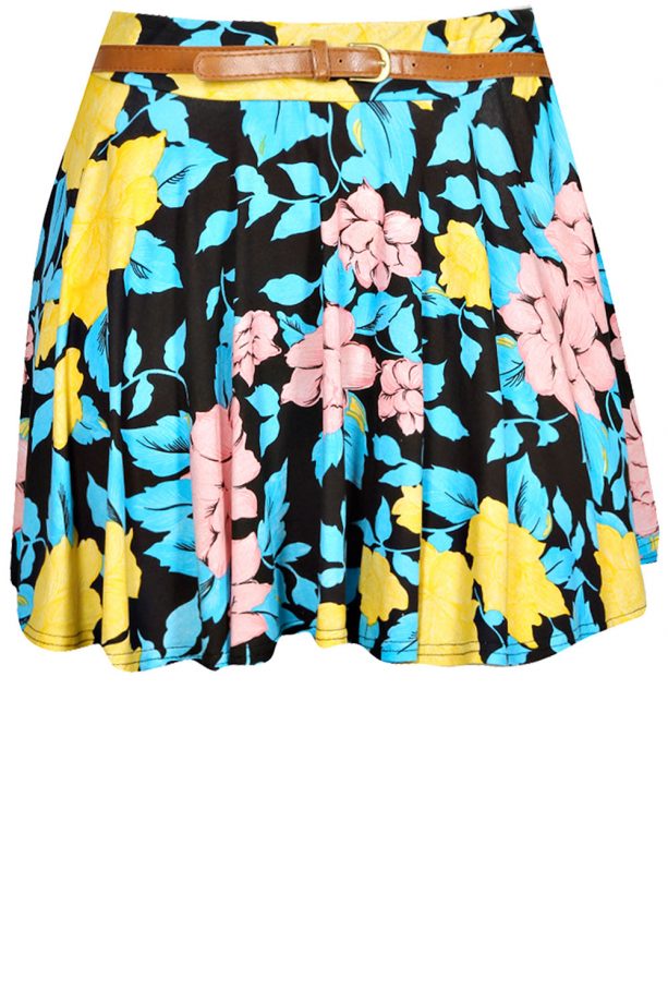 Boohoo Plus Jenna Large Floral Skater Skirt, £12