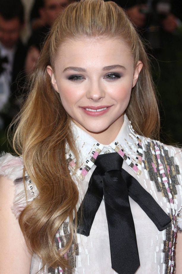Chloe Grace Moretz Opts For A Half-Up Half-Down 'Do At The Met Ball, 2014