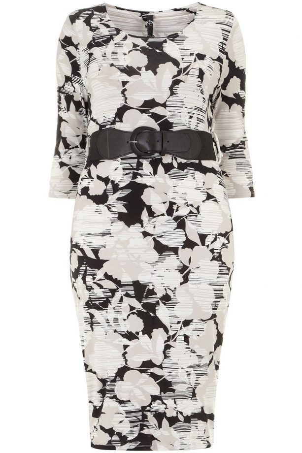 Evans White Floral Belted Midi Dress, £39.50