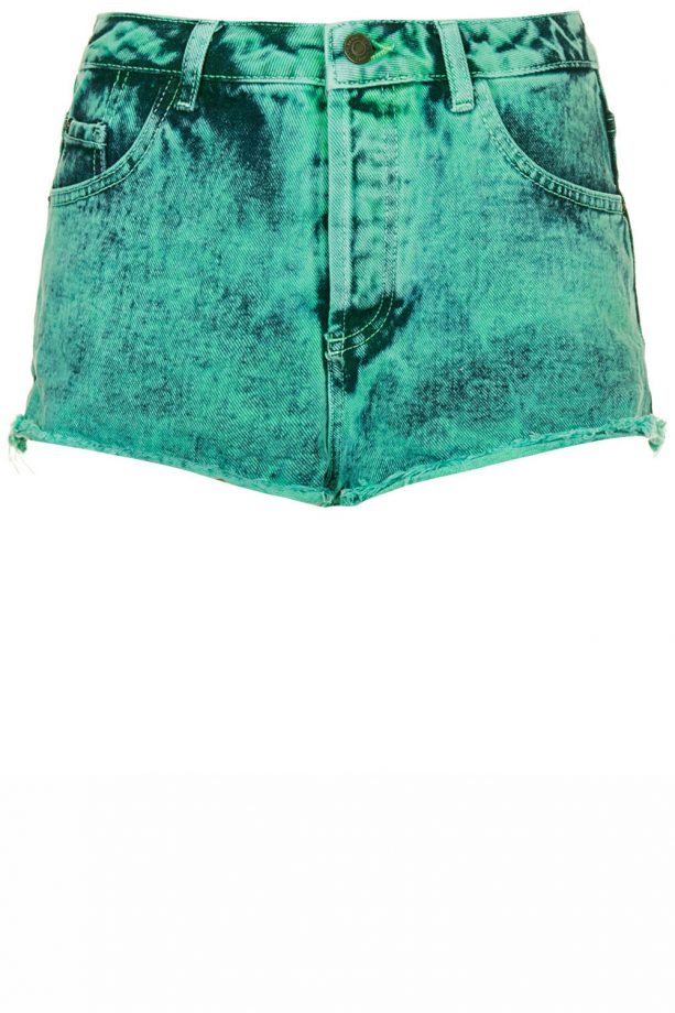 Topshop MOTO Mint Acid Wash Denim Hotpants, £30