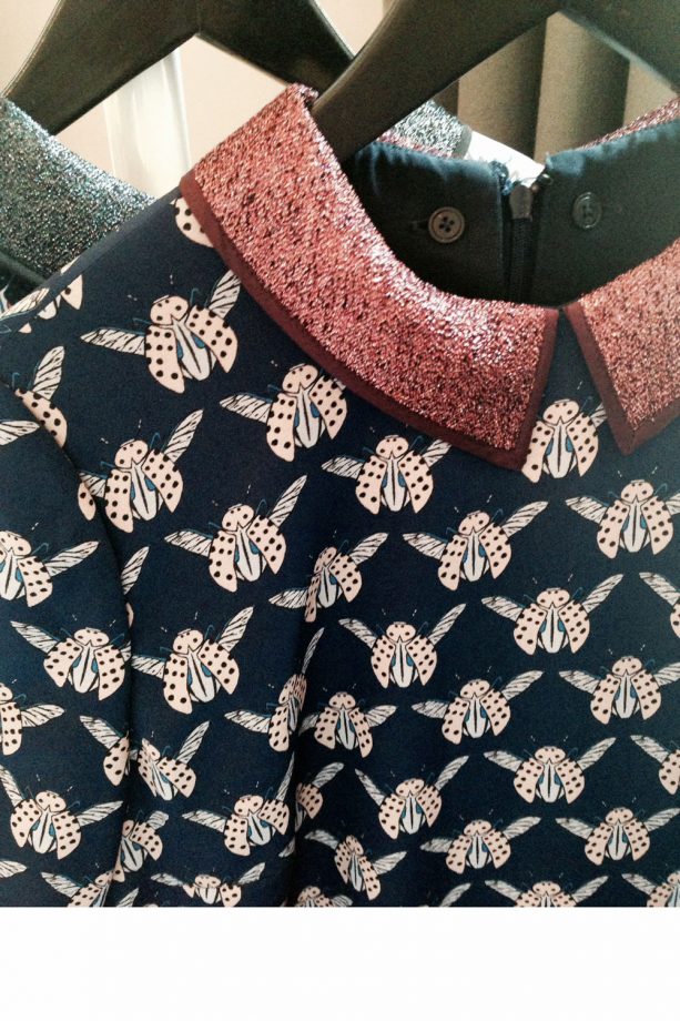 Victoria Beckham AW14 Press Day: Bug Prints And Glitter Collars