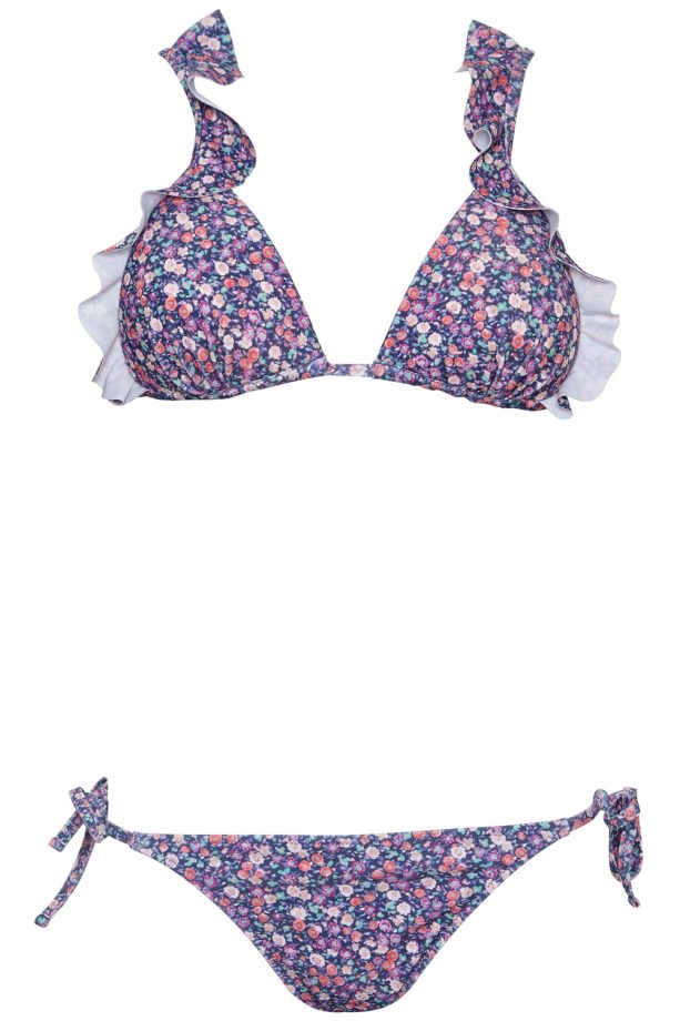 ASOS Disty Floral Ruffle Triangle Bikini Top, £16 And Briefs, £14
