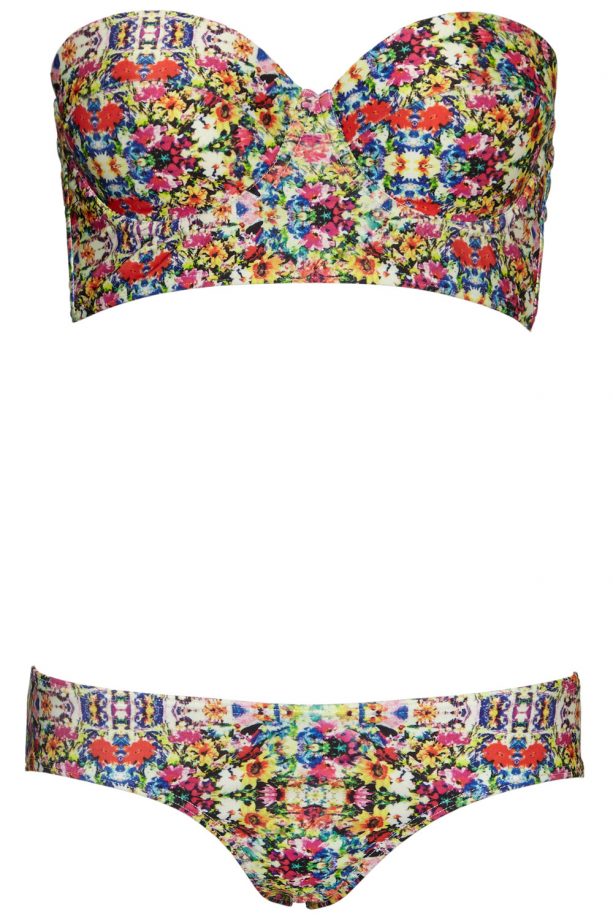 ASOS Mirror Floral Longline Bandeau Bikini Top, £18 And Briefs, £12
