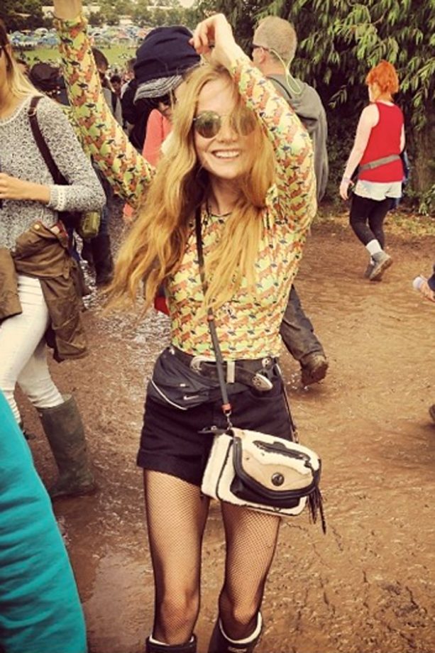 Clara Paget Rocks Ekat Printed Top At Glastonbury, 2014