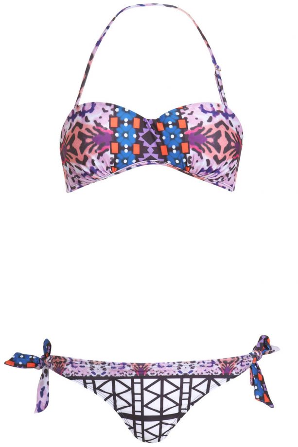 Miss Selfridge Tile Print Bandeau Bikini, £30