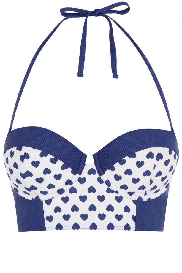 New Look Kelly Brook Heart Print Longline Bikini Top, £19.99