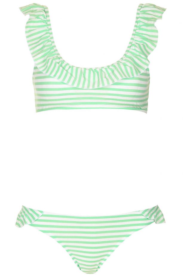 Topshop Apple Stripe Frill Crop Bikini, £32