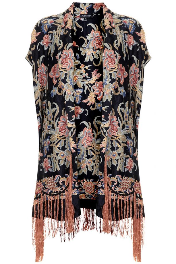 Topshop Black Jacquard Fringe Kimono, £65