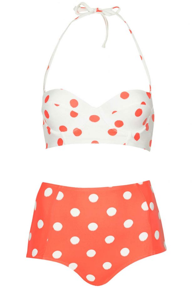 Topshop Coral And Cream Spot Bikini, £34