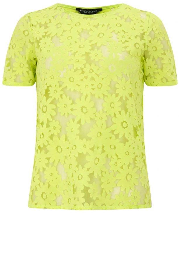 Dorothy Perkins Lime Daisy Burnout Tee, £16