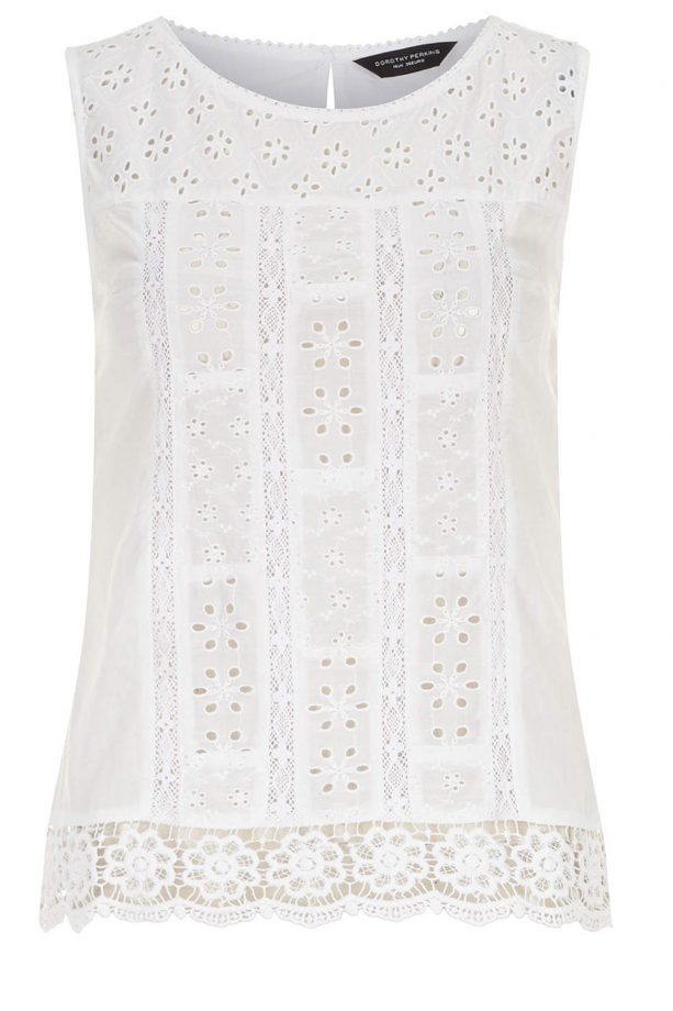 Dorothy Perkins White Crochet Hem Shell Top, £24