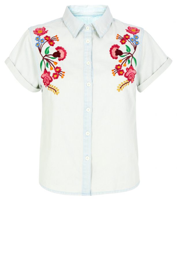 Primark High Summer 2014 Floral Embellished Denim Shirt, £10