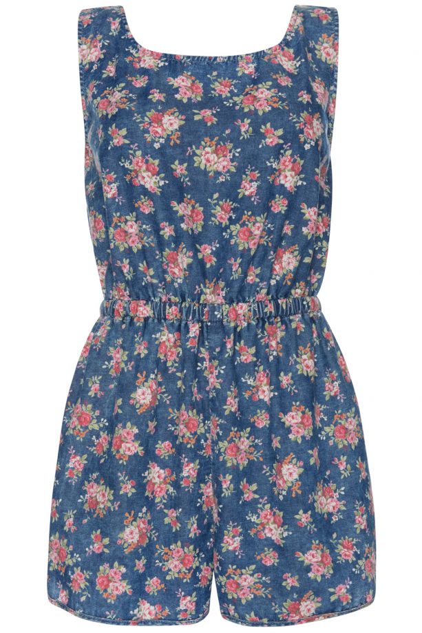 Primark High Summer 2014 Floral Print Denim Playsuit, £12