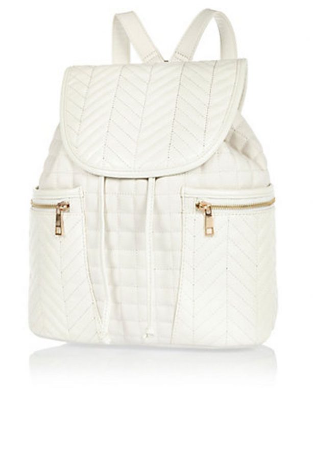 River Island Quilted White Rucksack, £30
