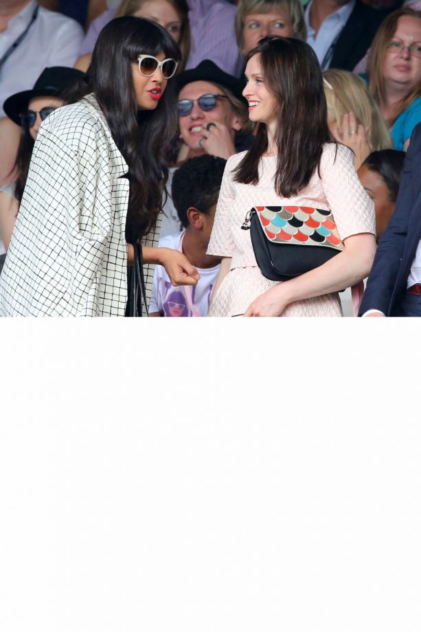 Jameela Jamil And Sophie Ellis-Bextor Stop For A Chat At Wimbledon, 2014