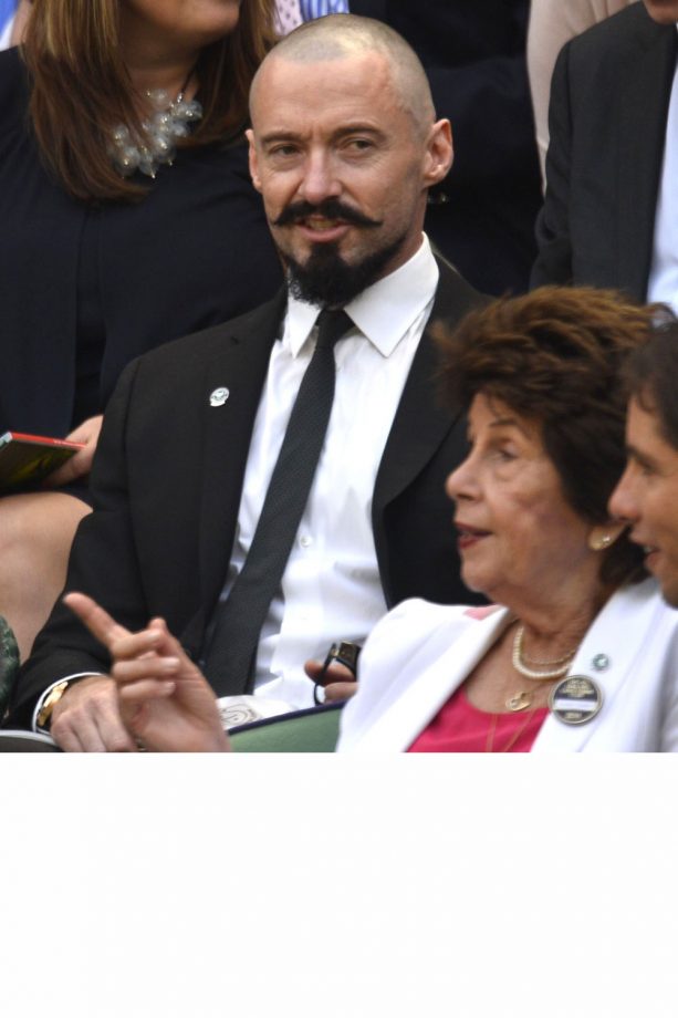 Hugh Jackman Takes His New Look Out For A Spin At Wimbledon, 2014