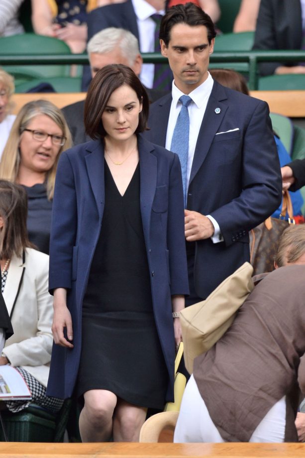 Michelle Dockery And Boyfriend John Dineen Take Their Seats At Wimbledon, 2014