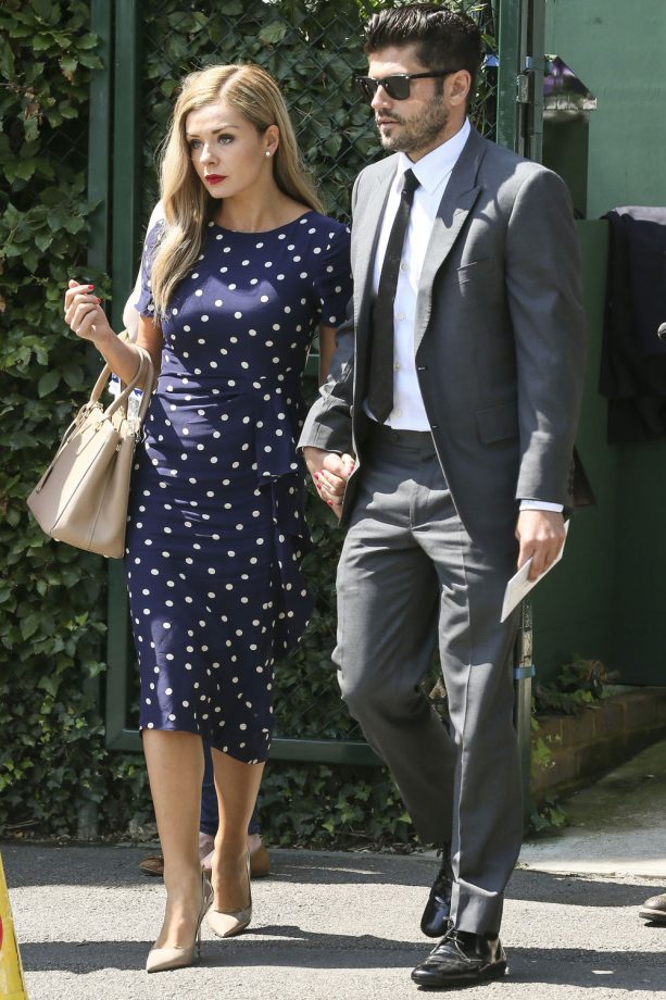 Katherine Jenkins And Her Fiancé Andrew Levitas Arrive At Wimbledon, 2014