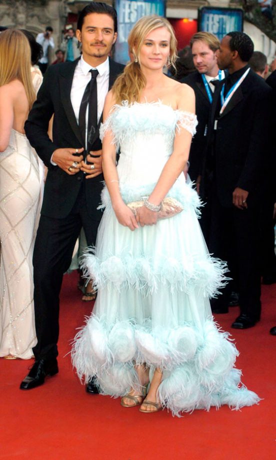 Diane Kruger Works The Red Carpet At The Cannes Film Festival In A Feathered Chanel Dress, May 2004