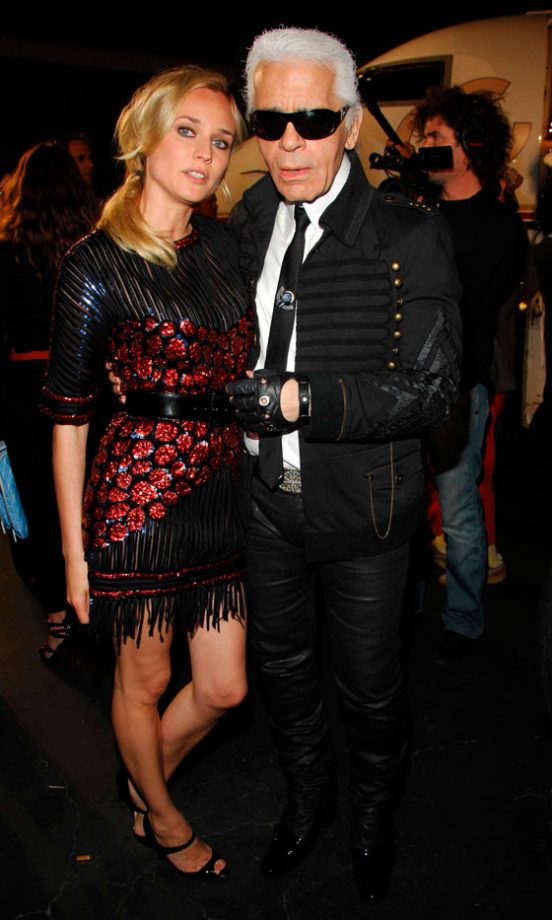 Diane Kruger And Karl Lagerfeld At The 2007 Chanel Cruise Collection Show, May 2007