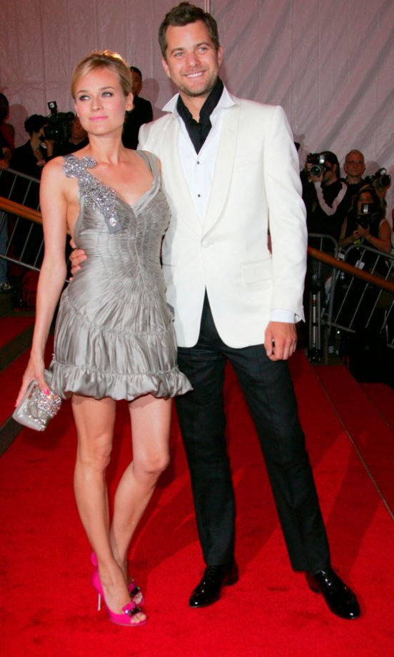 Diane Kruger Wearing A Silver Alberta Ferretti Mini Dress With Boyfriend Joshua Jackson At The Costume Institute Gala, May 2008