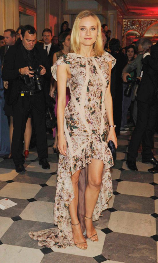 Diane Kruger Wearing A Printed Nina Ricci Dress At A Charity Gala In Paris, January 2009