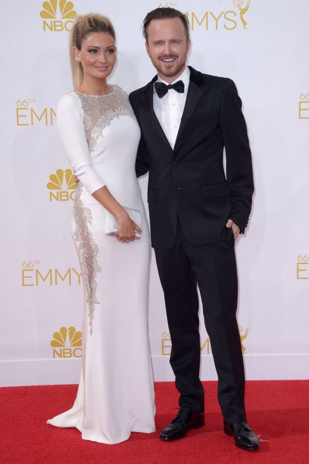 Aaron Paul And Wife Lauren Parsekian At The Emmy Awards, 2014