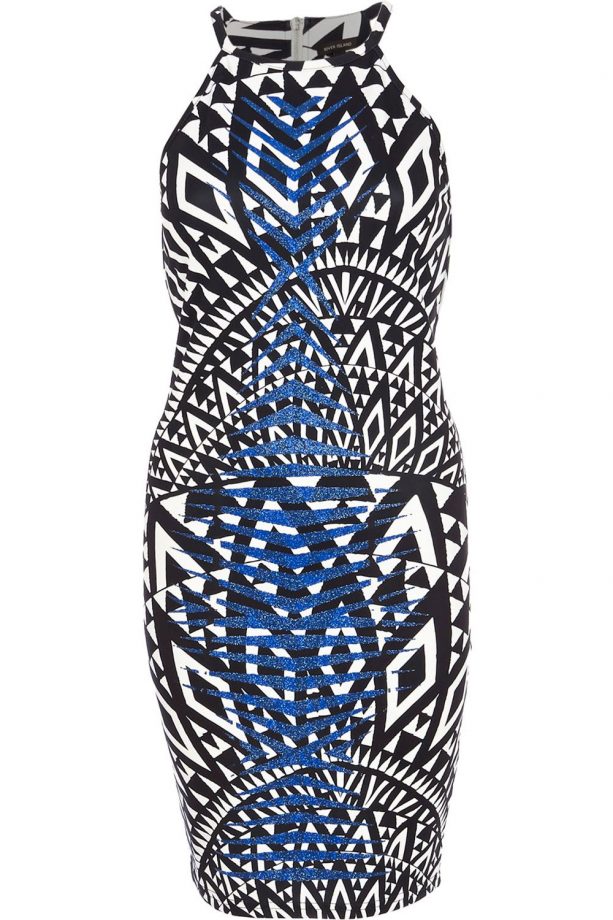 River Island Aztec Print Racer Front Bodycon Dress, £32